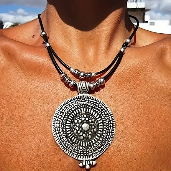 Jewelry - Boho Silver Tribal Choker Necklace